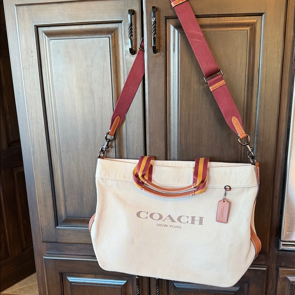Coach Cream and Red Tote Bag